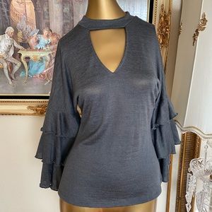 Heart Soul Gray Ruffle Arm Top